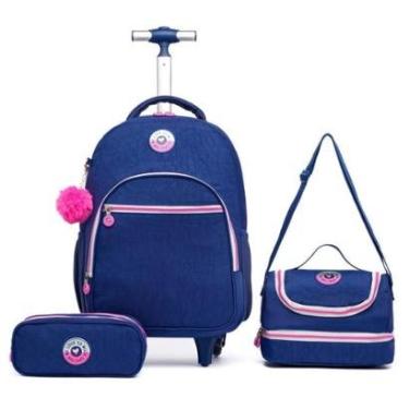 Imagem de Kit Mochila de Rodinhas + Estojo + Lancheira Escolar Spector Infantil-Feminino