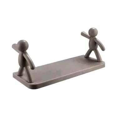 Imagem de Prateleira De Banheiro Branca Impermeável Sem Furos, Suporte De Armaze