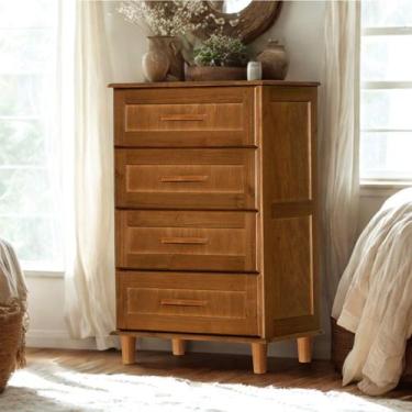 Imagem de Cômoda Unissex Madeira Maciça Rústica Marrom Pés E 4 Gavetas - Repleta