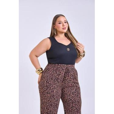 Imagem de Calça pantalona onça Tecido leve e Confortável - Zoom jeans, Onça, G1 