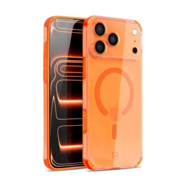 Imagem de Capa Para Iphone 17 Pro Max - Crystal Edge Magsafe - Laranja - Não Amarela - Gshield