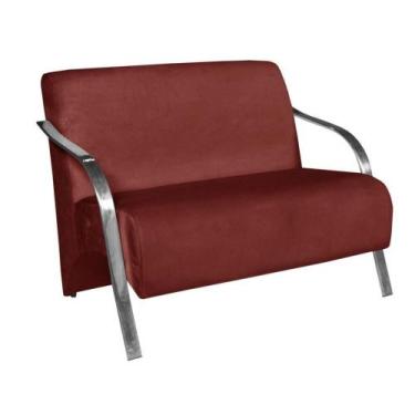 Imagem de Poltrona Namoradeira Vênus Suede Braço Aluminio Bordô - OUTRAS MARCAS