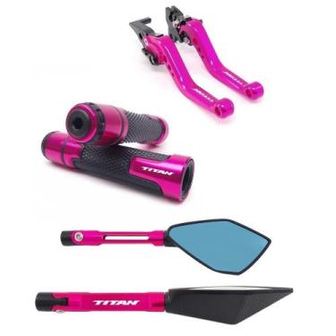 Imagem de Kit Manete Manopla Retrovisor Titan Fan 125 150 160 Freio á disco - No