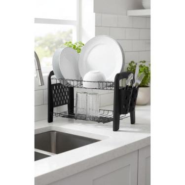 Imagem de 2x Escorredor Duplo Desmontável Preto - 12 Pratos - Congratulations St