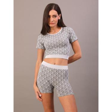 Imagem de Blusa Manga Curta Padronagem Aop Calvin Klein  Seamless  Mescla-Feminino