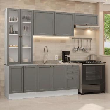 Imagem de Armário de Cozinha Completa 270 cm Branco Vik Madesa 05, Branco/Cinza