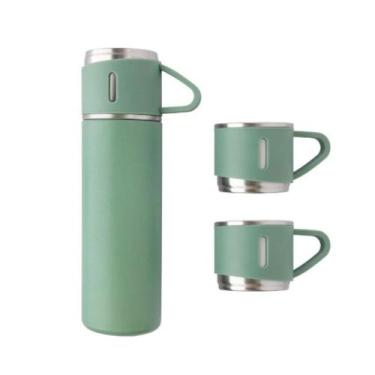 Imagem de Garrafa Térmica com 3 Canecas Tampas Acampar Viajar Café Cozinha 5803 