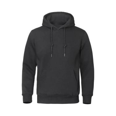 Imagem de Moletom Masculino Com Capuz De Fleece Quente Casual Streetwear Solto R
