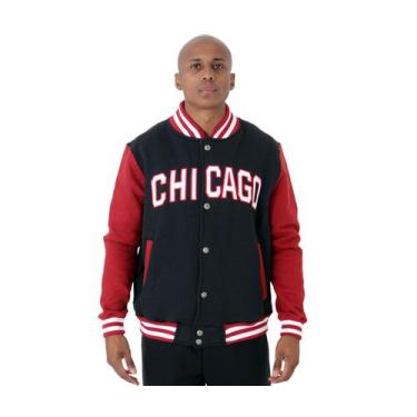 Imagem de Jaqueta College Moletom Masculina M10 Hoop Chicago, Preto, GG
