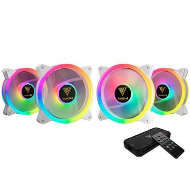 Imagem de Kit 4 cooler 120mmx25mm com led rgb gamdias aeolus m2-1204r wh branco