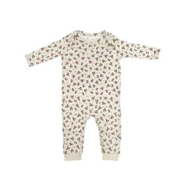 Imagem de Roupa Bebe Macacão Suedine Algodão Premium Presente , P, Bege
