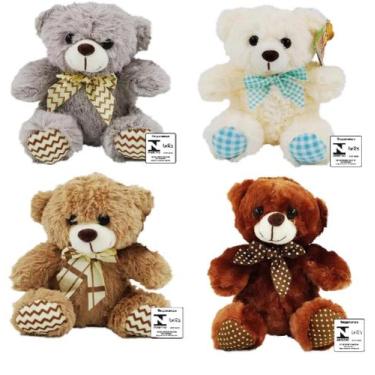 Imagem de Urso de Pelúcia Com Laço 18cm FD5052 - Fizzy, Cinza