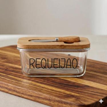 Imagem de Porta Alimentos de Vidro com Tampa e Espátula (400 ml) Requeijão - Hau