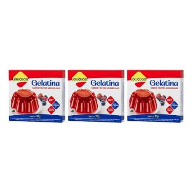Imagem de Gelatina Diet Vit C Frutas Vermelhas 10g Lowçucar Kit 3 Sobremesa Zero
