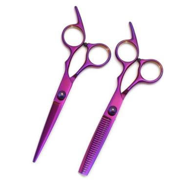 Imagem de Conjunto De Tesouras De Cabeleireiro Roxas Em Aço Inoxidável Para Barb