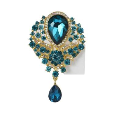 Imagem de Broches Femininos Brilhantes De Strass Em Formato De Gota Para Festas 