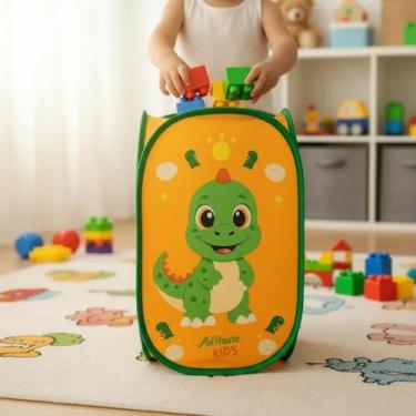 Imagem de Cesto Infantil Dobrável Telado  Organizador de Brinquedos e Roupas  Mu