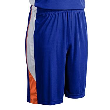 Imagem de CHAMPRO Short de basquete de poliéster rebelde, adulto 2GG, azul-real, laranja, branco