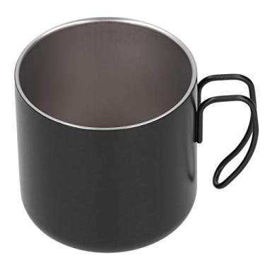 Imagem de Zerodis Caneca de café, caneca de cerveja de aço inoxidável 304 de 400 ml, europeia com alça oca não queimada, escovada por dentro e por fora, proteção ambiental sanitária (preta)