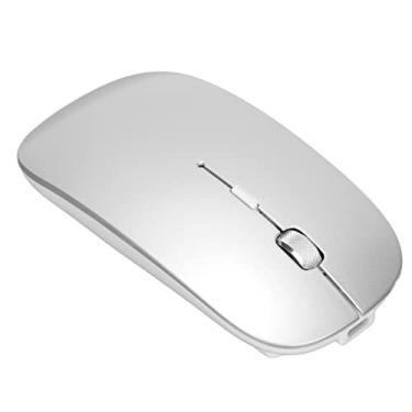 Imagem de Mouse sem fio Bluetooth 2,4 GHz, Mouse PC recarregável portátil com 3 DPI ajustáveis 1000/1200/1600, mouse de metal ultra fino, mouse silencioso para jogos de mesa doméstica de escritório (prata liso)