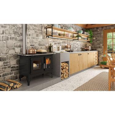 Imagem de Fogão Lenha Dupla Combustão Tampo Ferro Fundido Médio 