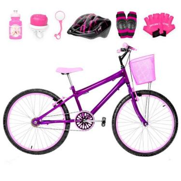 Imagem de Bicicleta Feminina Aro 24 Alumínio Colorido + Kit Proteção - Flexbikes