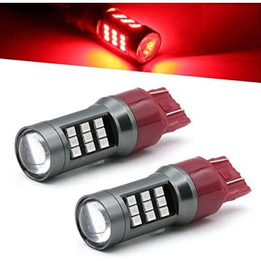 Imagem de Syneticusa 7443 Lâmpadas LED vermelhas de freio flash estroboscópio traseiro alerta de segurança 33-LED