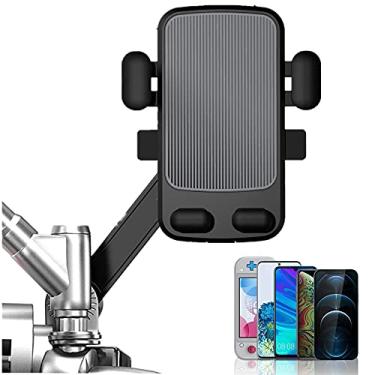Imagem de JTRF Suporte de telefone de motocicleta, suporte de telefone ATV de ciclomotor para guidão de bicicleta operação com uma mão scooter telefone universal GPS rotação de 360° anti-vibração suporte de telefone do espelho retrovisor para celular de 4,5"-6,7"