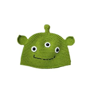Imagem de WOULDWIN Chapéu Engraçado Shrek de Feito à Mão Unissex Engraçado Chapéu de Malha Halloween Cosplay Prop-8