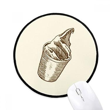 Imagem de Copo de esboço de mão marrom sorvete mousepad desktop escritório tapete redondo para computador