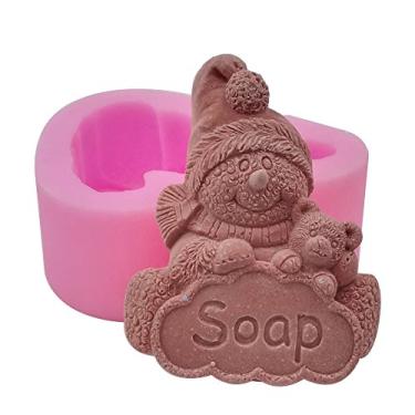Imagem de (Boneco de neve) - Molde de silicone Monqui Snowman para sabonete artesanal, artesanato, vela, chocolate, muffins, gelo