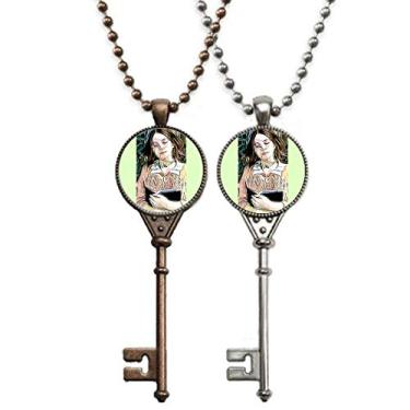 Imagem de OFFbb-USA Colar Nap Girl Silencioso Esplêndido Moderno Comely Chaveiro Pingente Joias Decoração de Casal