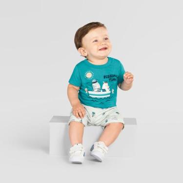 Imagem de Conjunto Camiseta E Bermuda Bebê Menino Com Estampa Náutico - Brandili