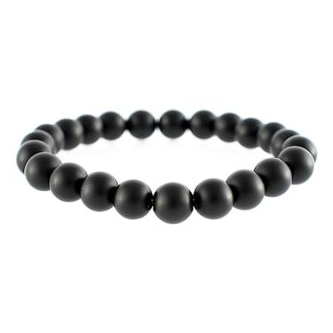 Imagem de Pulseira Ônix Fosca Pedra Natural 8 Mm Feminina Masculina