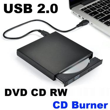 Imagem de DVD externo e CD RW Disc Writer  Player Drive para PC  Laptop  Notebook  Cabo de Alimentação USB