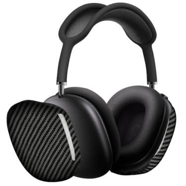 Imagem de MONOCARBON Capa de fibra de carbono real para Airpods Max, capa rígida protetora de nível militar para fones de ouvido Apple Airpods Max 2024 novos e antigos do dia a dia, acessórios essenciais de