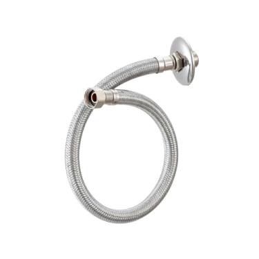 Imagem de Rabicho Engate Mangueira Flexível Trançado Entrelaçado Ligação Metal Aço Inox 60cm Quente Fria