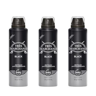 Imagem de Kit 3 Très Marchand Desodorante Aerossol Black 150 Ml
