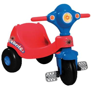 Imagem de Motoca Triciclo Infantil Meninos Velocita Vermelho Azul Calesita Pedal e Passeio
