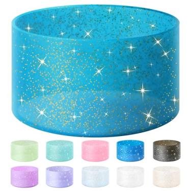 Imagem de Vmini Capa protetora para garrafas, silicone, glitter, compatível com Stanley Tumbler 591 ml–1,18 L, garrafa de água Hydro Flask 355 ml–710 ml, com fundo de 7,1–7,5 cm, base antiderrapante, brilhante