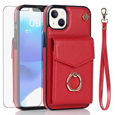 Imagem de Asuwish Capa de telefone para iPhone 12 Mini 5.4 Capa carteira com protetor de tela de vidro temperado e anel de bloqueio de RFID, suporte de cartão de crédito, celular de couro iPhone12mini 5G i 12s iPhone12 12mini feminino masculino vermelho