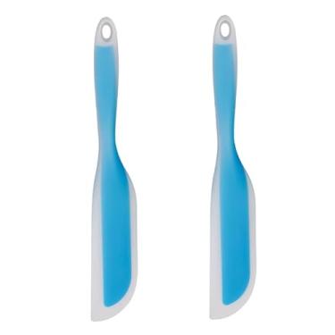 Imagem de Espátula de cozinha flexível em forma de faca de silicone antiaderente, espátula de cozinha, utensílios de cozinha com núcleo de nylon (azul (conjunto de 2))
