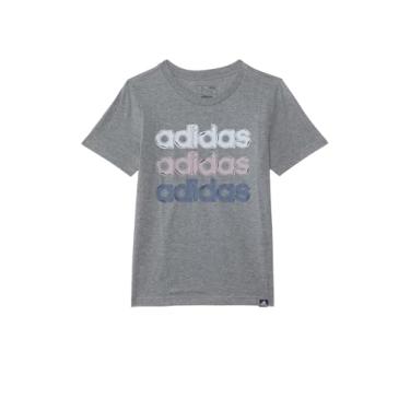 Imagem de adidas Camiseta masculina Ss Linear Stack HTHR (criança grande), Cinza carvão, GG