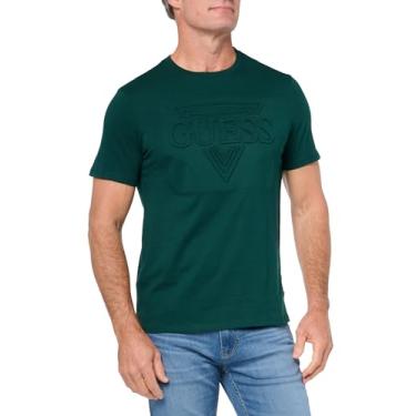 Imagem de GUESS Camiseta masculina de manga curta BSC em relevo, Jade escuro, GG