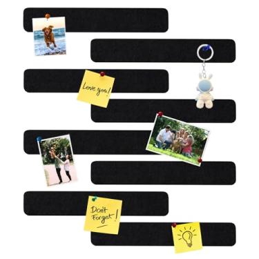 Imagem de HULAVO 8 peças de tiras retangulares de feltro de cortiça com 35 pinos, tiras autoadesivas para quadro de avisos para escritório, escola, casa, decoração de parede, adesivos, memorandos, agendas, fotos, exibição - cinza gradual