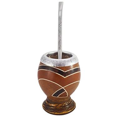 Imagem de Conjunto Kit Para Chimarrão Cuia Porongo Bomba Inox Desenho