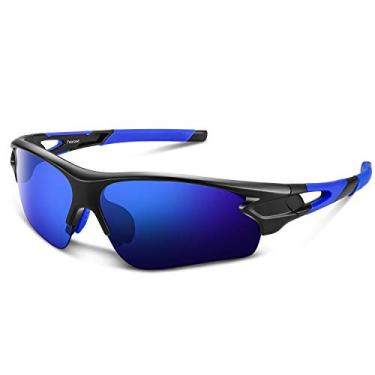 Imagem de Óculos de sol esportivos polarizados para homens, mulheres, jovens, beisebol, pesca, ciclismo, corrida, golfe, motocicleta, taco, óculos UV400, Glossy Blue, Stander size