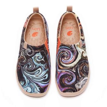 Imagem de UIN Sapatos femininos artísticos sem cadarço vibrantes florais casuais mocassins leves e confortáveis para viagem, Noite estrelada, 39