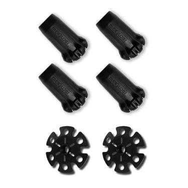 Imagem de TREKOLOGY Substituição de pontas pretas de mastro de trekking, 4 peças/conjunto de pontas de mastro de caminhada, pontas de borracha para mastro de caminhada, pontas de borracha com 2 peças de bengala