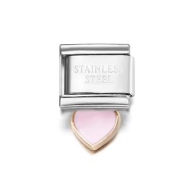 Imagem de RINHOO Pulseira italiana de 9 mm para iniciantes com pingente italiano com elos modulares de aço inoxidável entrelaçados em prata, Medium, Aço inoxidável, Sem pedras preciosas